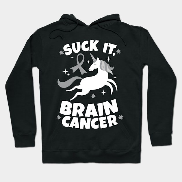 Suck It Brain Cancer Unicorn Hoodie by jomadado